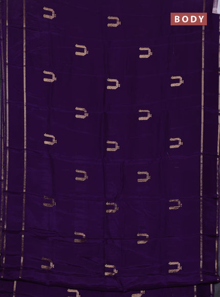 Semi mysore silk saree violet with zari woven buttas and rettapet zari woven border
