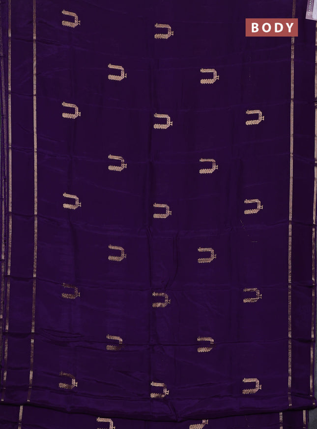 Semi mysore silk saree violet with zari woven buttas and rettapet zari woven border