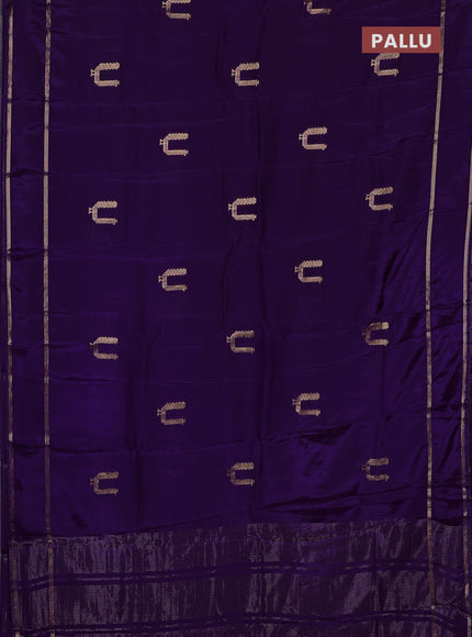 Semi mysore silk saree violet with zari woven buttas and rettapet zari woven border