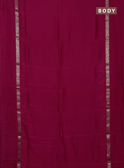Semi mysore silk saree pink with plain body and zari woven simple border