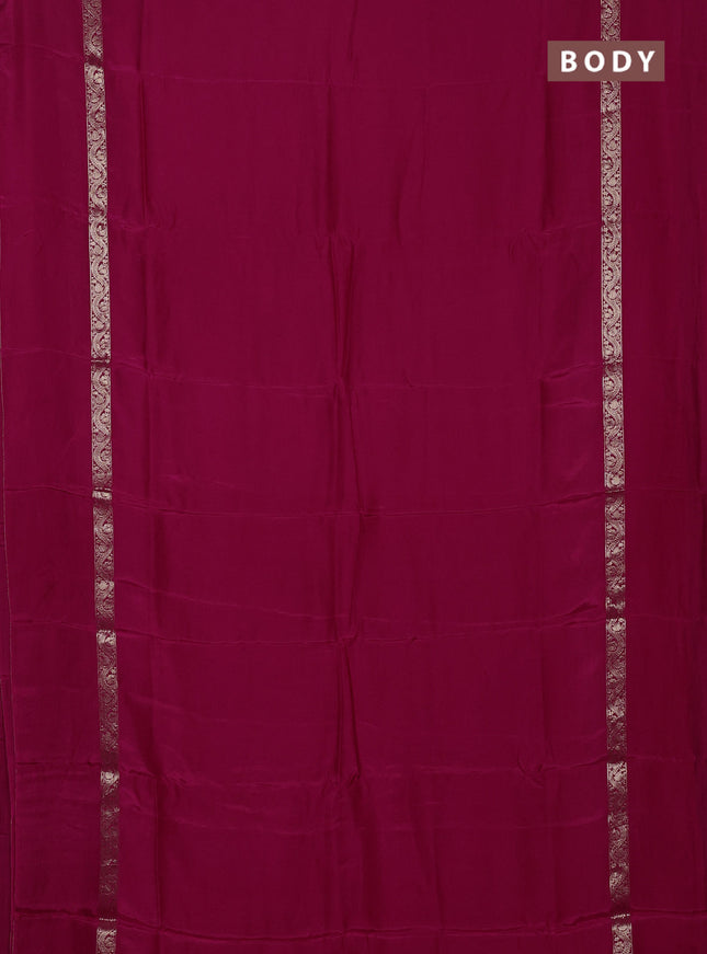 Semi mysore silk saree pink with plain body and zari woven simple border