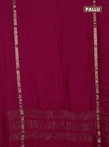 Semi mysore silk saree pink with plain body and zari woven simple border