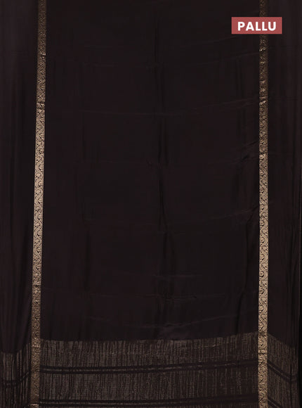 Semi mysore silk saree deep coffee brown with plain body and zari woven simple border