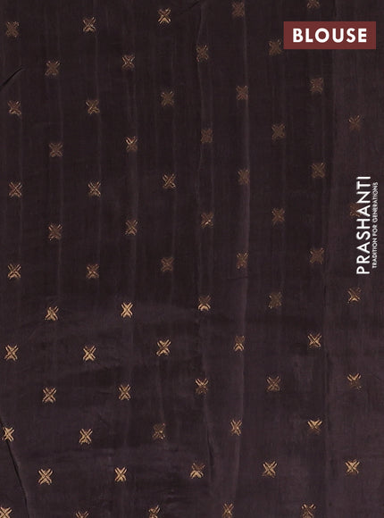 Semi mysore silk saree deep coffee brown with plain body and zari woven simple border