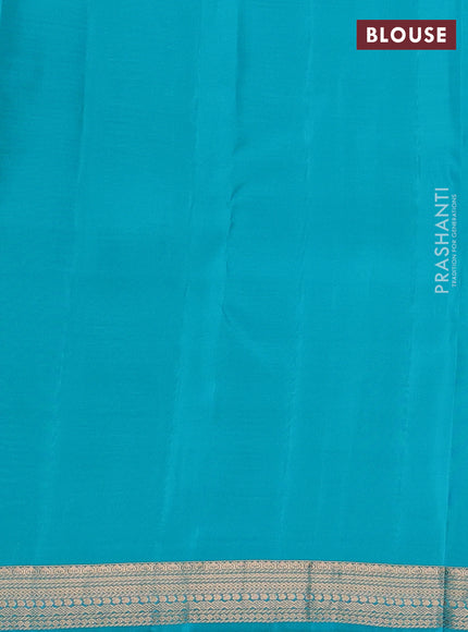 Kanchipuram silk saree dual tone teal green and teal blue with zari woven buttas and zari woven border