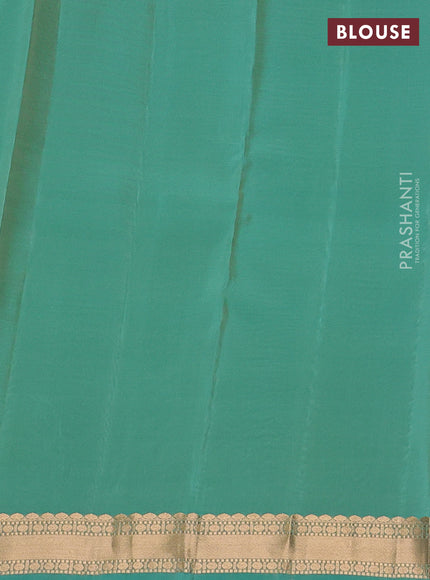 Kanchipuram silk saree pista green and teal green with zari woven buttas and zari woven border