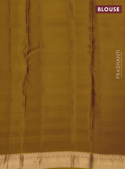 Kanchipuram silk saree violet and mustard yellow with zari woven buttas and zari woven border