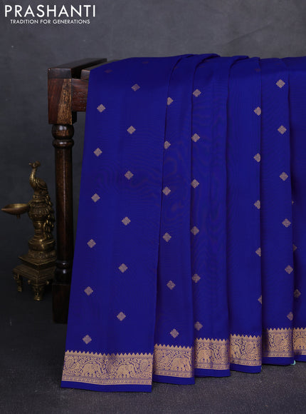 Kanchipuram silk saree blue and green with zari woven buttas and zari woven border