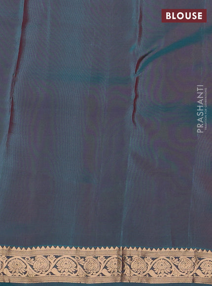 Kanchipuram silk saree maroon and teal green with allover zari stripes & buttas and zari woven border