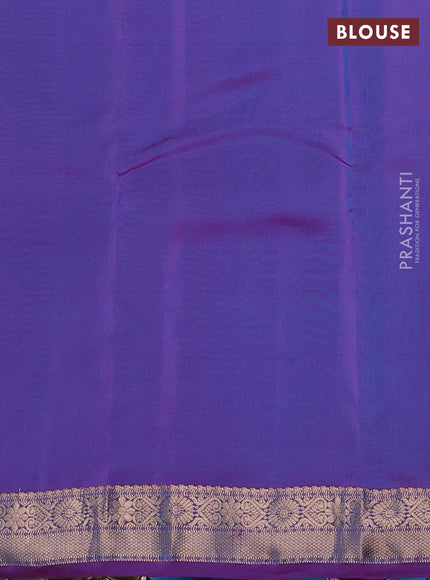 Kanchipuram silk saree teal blue and purple with zari woven buttas and zari woven border