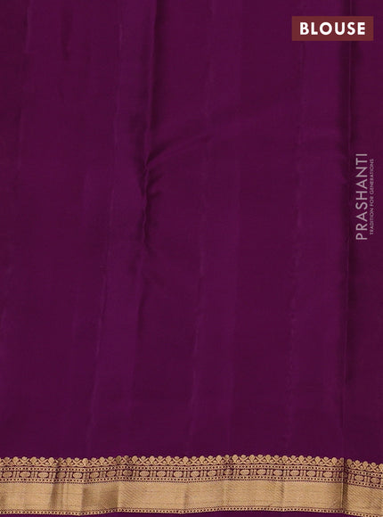Kanchipuram silk saree mango yellow and purple with zari woven buttas and zari woven border