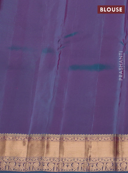 Kanchipuram silk saree pink and dual tone teal green with allover zari weaves & buttas and zari woven border