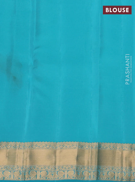 Kanchipuram silk saree dual tone pista green and teal blue with zari woven buttas and zari woven border