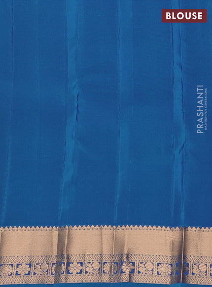 Kanchipuram silk saree royal blue and dual tone teal green with zari woven buttas and zari woven border