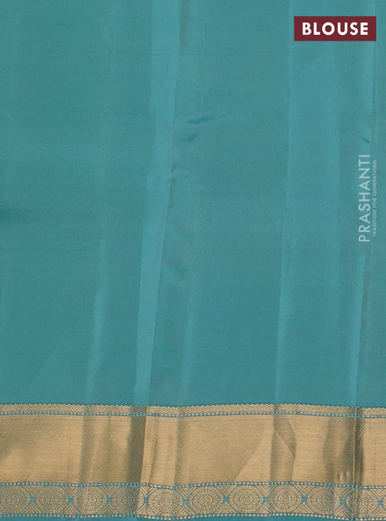 Kanchipuram silk saree pista green and teal green shade with zari woven buttas and zari woven border