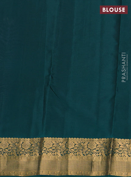 Kanchipuram silk saree pastel purple and teal green with allover zari woven buttas and zari woven border