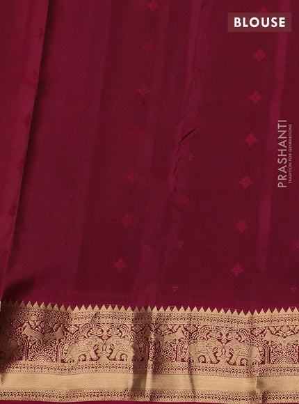 Kanchipuram silk saree dark mustard and maroon with zari woven buttas and zari woven border