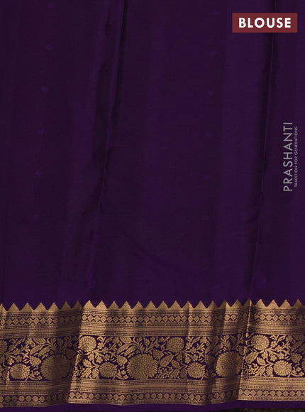Kanchipuram silk saree teal green and violet with zari woven buttas and zari woven border