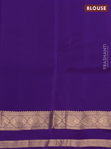 Kanchipuram silk saree meetalic green and purple with zari woven buttas and rettapet zari woven border