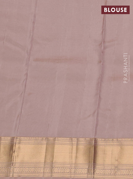 Kanchipuram silk saree purple and beige with allover zari checks & buttas and rich zari woven border