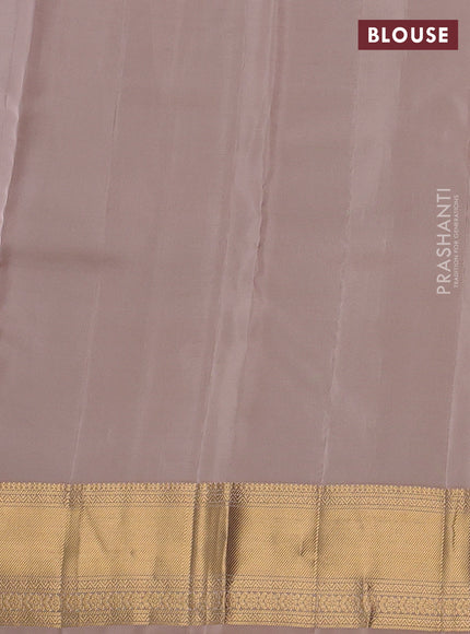 Kanchipuram silk saree teal green and beige with allover zari checks & buttas and rich zari woven border