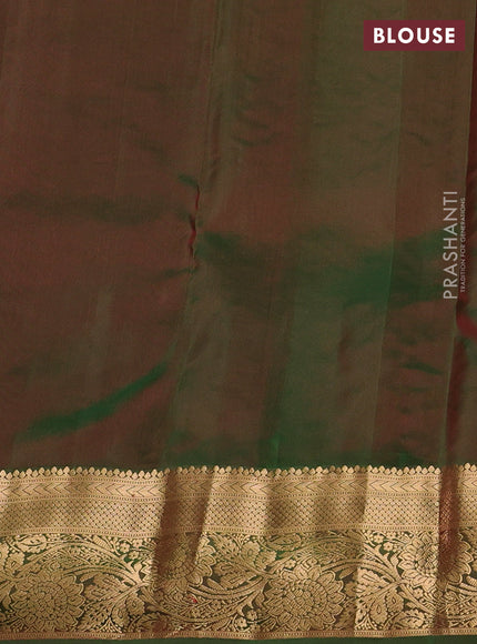 Kanchipuram silk saree pink and dual tone green with zari woven buttas and zari woven border