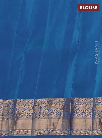 Kanchipuram silk saree royal blue and teal blue with zari woven buttas and rich zari woven border