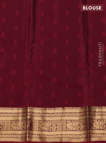 Kanchipuram silk saree green and pink with allover zari woven buttas and rich zari woven border
