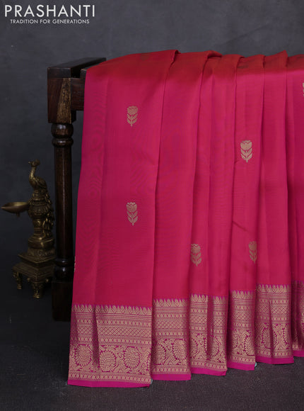 Kanchipuram silk saree dual tone pink and pink with zari woven buttas and rich zari woven border