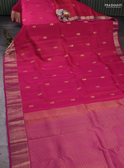 Kanchipuram silk saree dual tone pink and pink with zari woven buttas and rich zari woven border