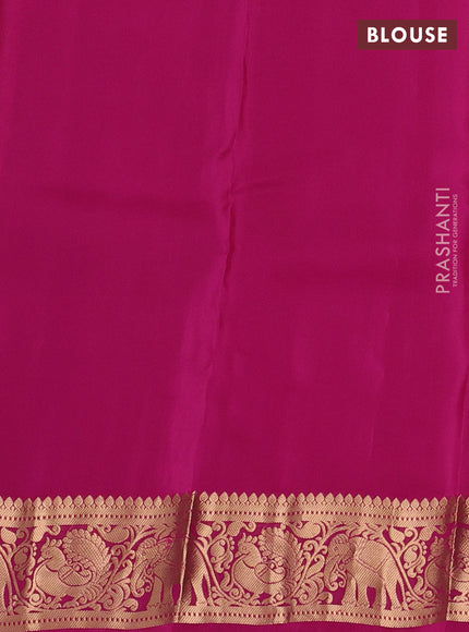 Kanchipuram silk saree dual tone green and pink with zari woven buttas and rich zari woven border