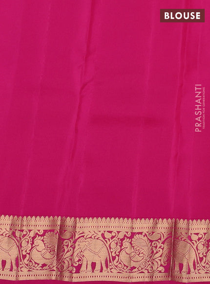 Kanchipuram silk saree purple and pink with zari woven buttas and rich zari woven border