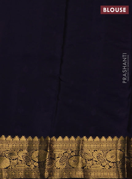 Kanchipuram silk saree dark peach and navy blue with allover zari woven buttas and rich zari woven border