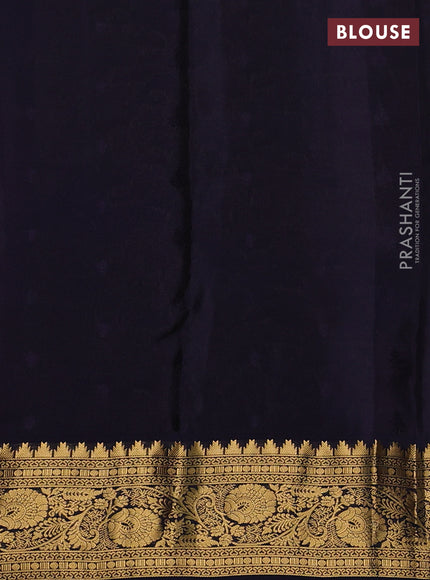 Kanchipuram silk saree rust shade and navy blue with allover zari woven buttas and rich zari woven border