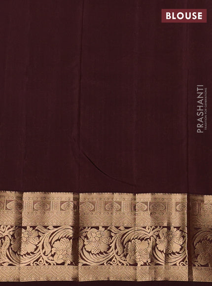 Kanchipuram silk saree deep maroon and coffee brown with allover zari woven buttas and rich zari woven border