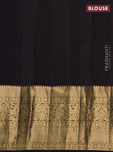 Kanchipuram silk saree purple shade and coffee brown with zari woven buttas and long zari woven border
