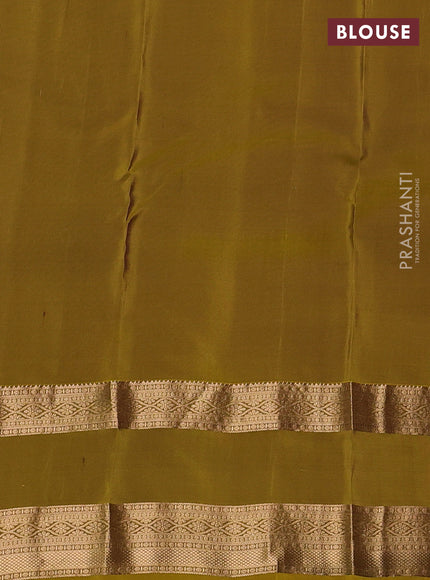 Kanchipuram silk saree deep wine and dark mustard with zari woven buttas and rettapet zari woven border