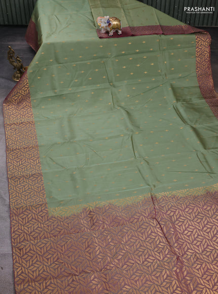 Kanchipuram silk saree pista green and dual tone pink with zari woven buttas and zari woven border