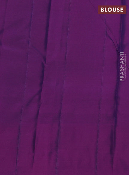 Kanchipuram silk saree dual shade of peacock green and purple with zari woven buttas and zari woven border