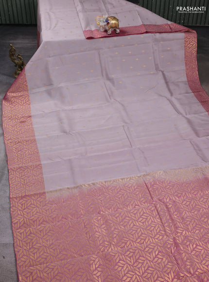 Kanchipuram silk saree grey and dual tone pink with zari woven buttas and zari woven border