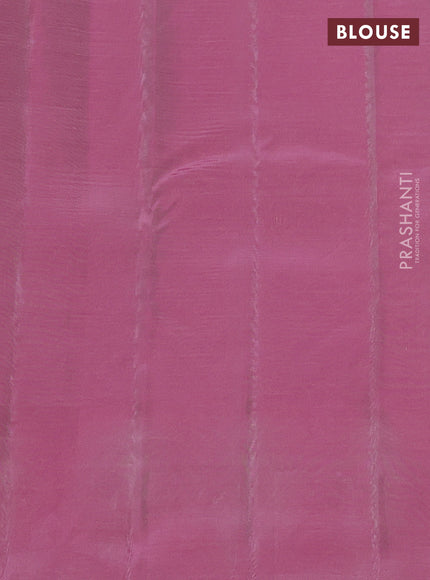 Kanchipuram silk saree grey and dual tone pink with zari woven buttas and zari woven border