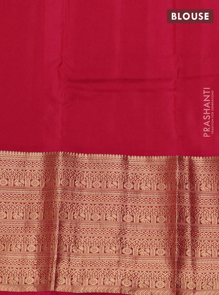 Kanchipuram silk saree dual tone purple and pink with zari woven buttas and long zari woven border