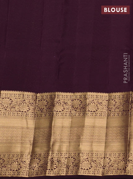Kanchipuram silk saree purple shade and wine shade with zari woven buttas and long zari woven border