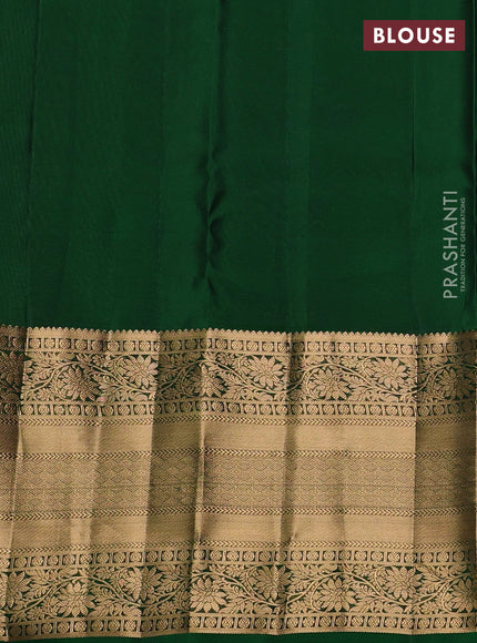 Kanchipuram silk saree blue and green with zari woven buttas and long zari woven border
