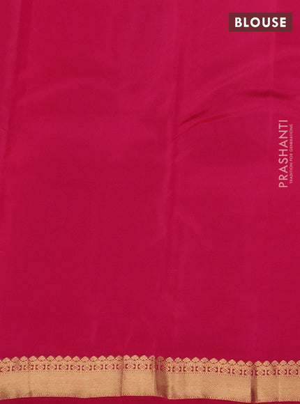 Kanchipuram silk saree dark mustard and pink with zari woven buttas and zari woven border