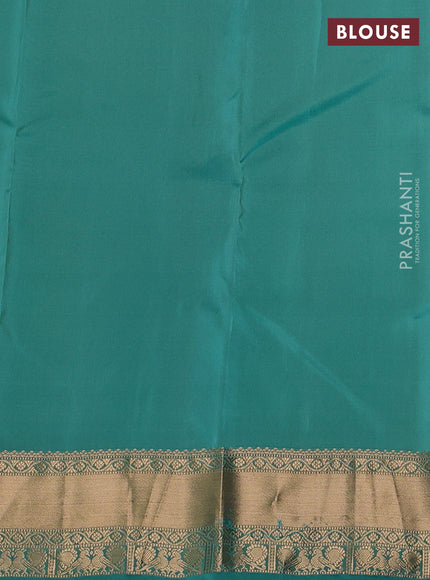 Kanchipuram silk saree pista green and teal green with zari woven buttas and zari woven border