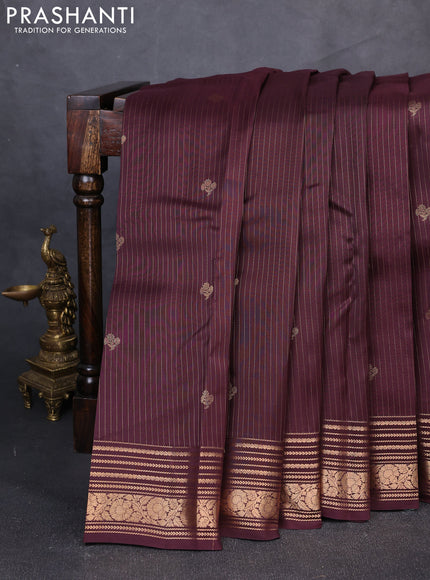 Kanchipuram silk saree wine shade and teal blue with allover zari weaves & buttas and zari woven border