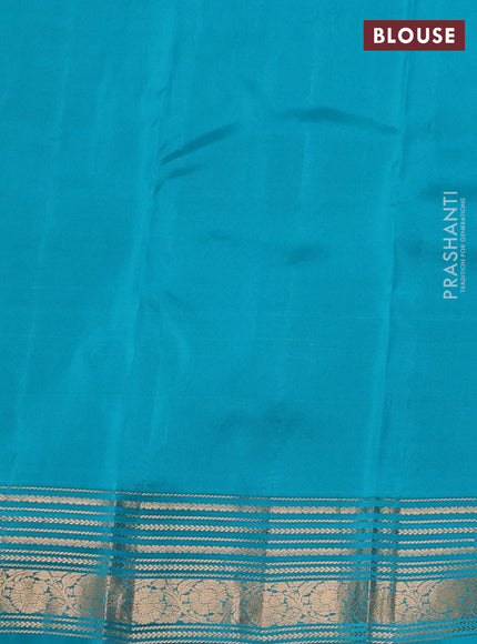 Kanchipuram silk saree wine shade and teal blue with allover zari weaves & buttas and zari woven border