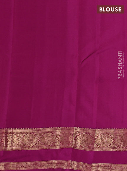 Kanchipuram silk saree dual tone yellowish pink and dark magenta pink with zari woven buttas and rettapet zari woven border