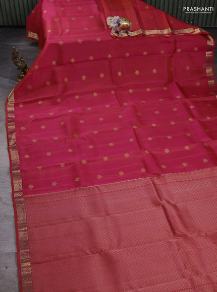 Kanchipuram silk saree dual tone pinkish orange with zari woven buttas and zari woven border